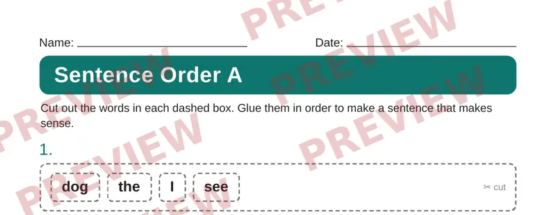 Partial preview of First Grade Cut and Paste Pack