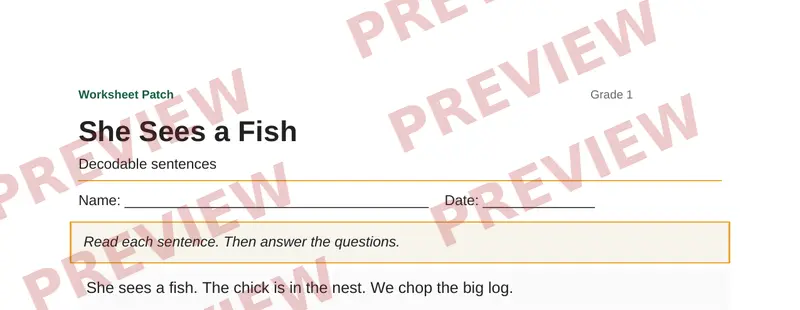 Partial preview of She Sees a Fish