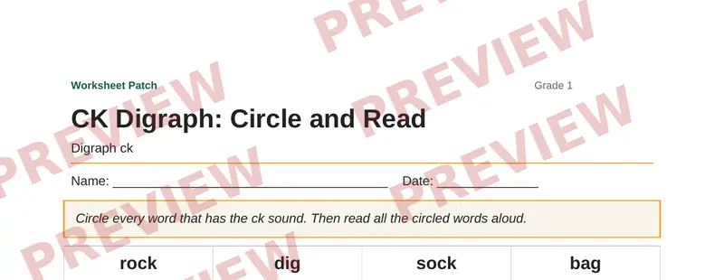 Partial preview of CK Digraph: Circle and Read
