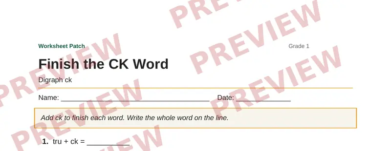 Partial preview of Finish the CK Word