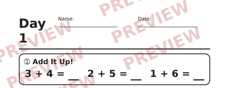 Partial preview of First Grade Morning Work Pack