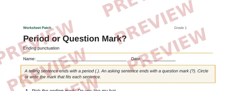 Partial preview of Period or Question Mark?