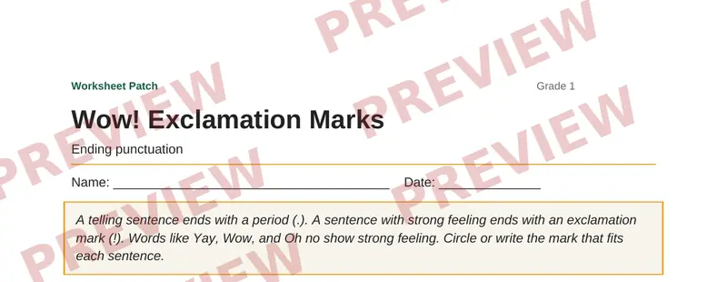 Partial preview of Wow! Exclamation Marks