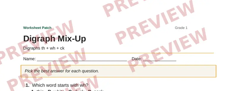 Partial preview of Digraph Mix-Up