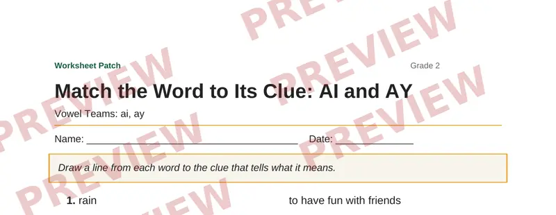 Partial preview of Match the Word to Its Clue: AI and AY
