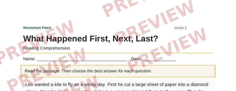 Partial preview of What Happened First, Next, Last?