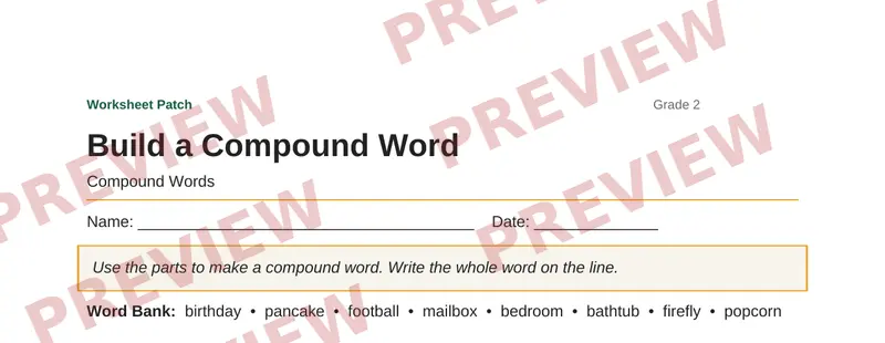 Partial preview of Build a Compound Word