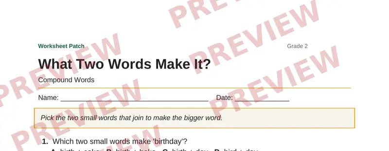 Partial preview of What Two Words Make It?