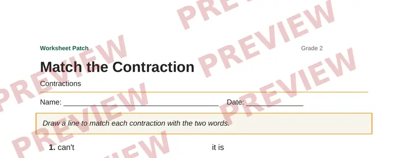 Partial preview of Match the Contraction