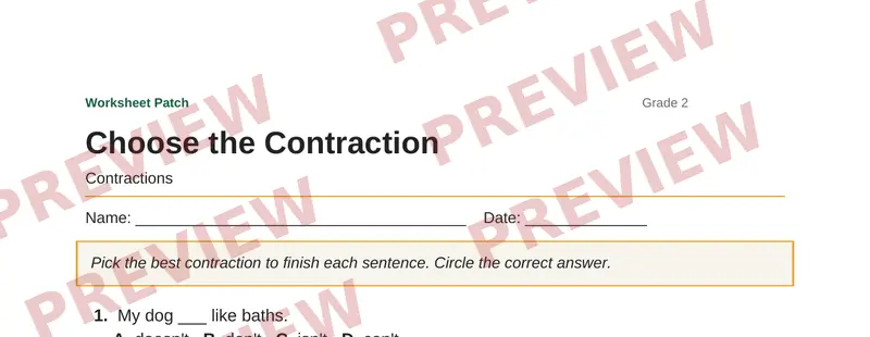 Partial preview of Choose the Contraction