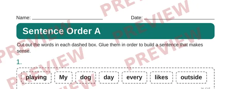 Partial preview of Second Grade Cut and Paste Grammar Pack