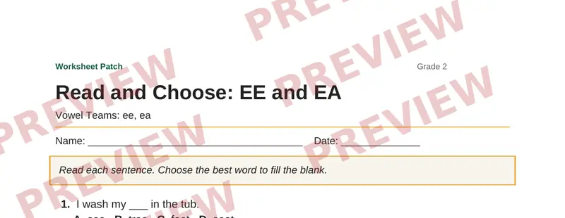 Partial preview of Read and Choose: EE and EA