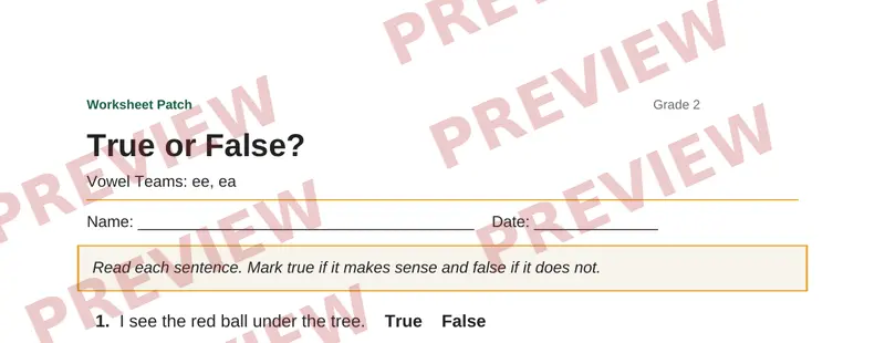 Partial preview of True or False?