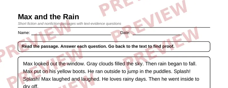 Partial preview of Grade 2 Reading Comprehension Passages Pack