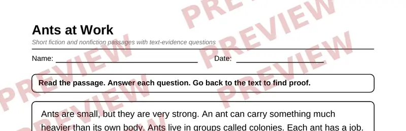 Partial preview of Grade 2 Reading Comprehension Passages Pack