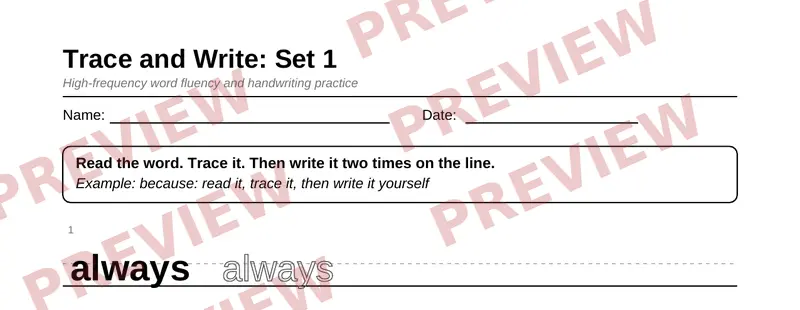 Partial preview of Grade 2 Sight Words & Handwriting Pack
