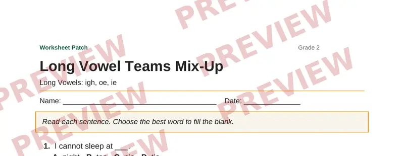 Partial preview of Long Vowel Teams Mix-Up