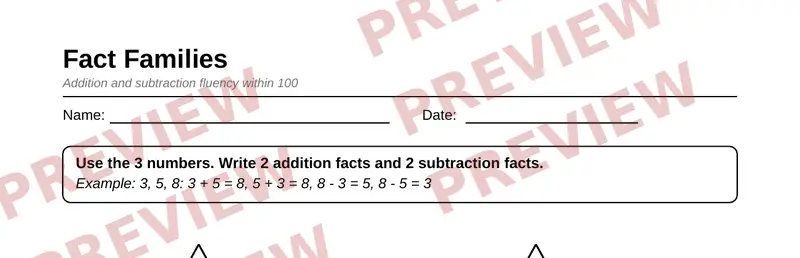 Partial preview of Grade 2 Add & Subtract Fluency Pack