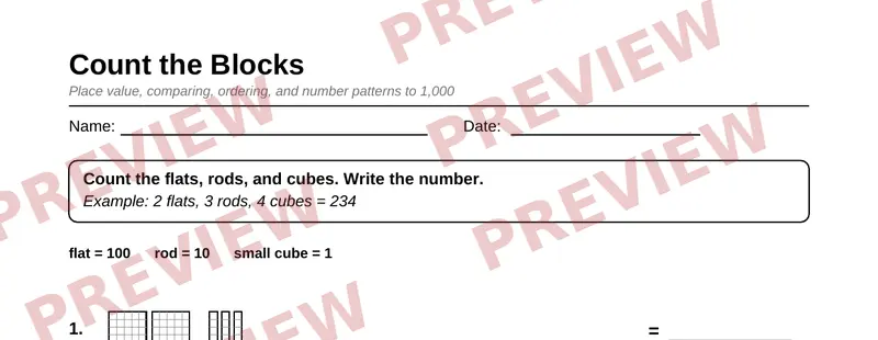 Partial preview of Grade 2 Place Value & Number Sense Pack