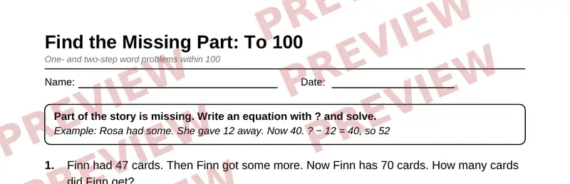 Partial preview of Grade 2 Math Word Problems Pack