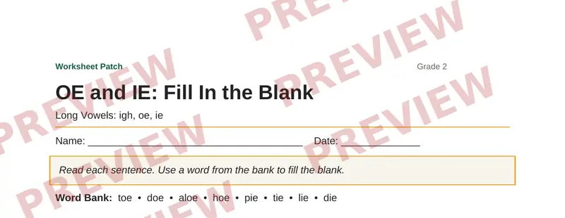 Partial preview of OE and IE: Fill In the Blank