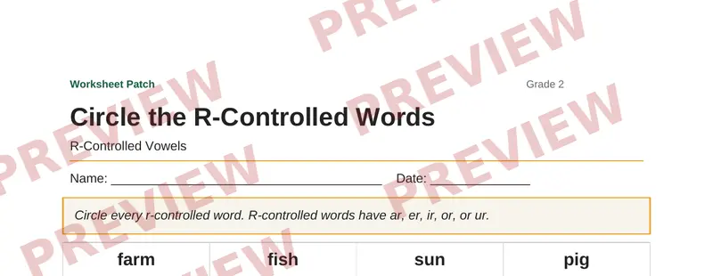 Partial preview of Circle the R-Controlled Words