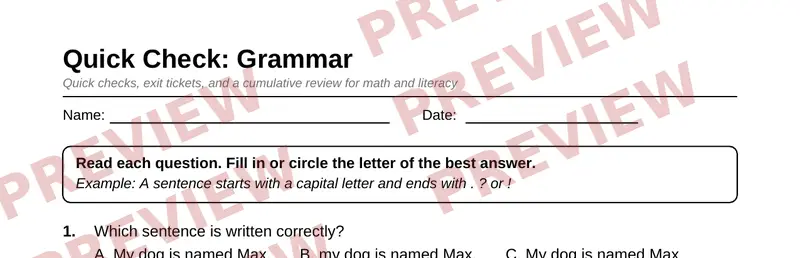 Partial preview of Grade 2 Review & Test Prep Pack
