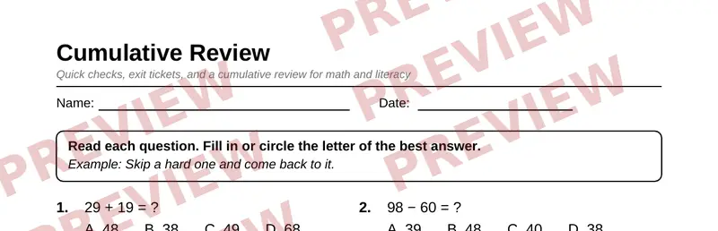 Partial preview of Grade 2 Review & Test Prep Pack