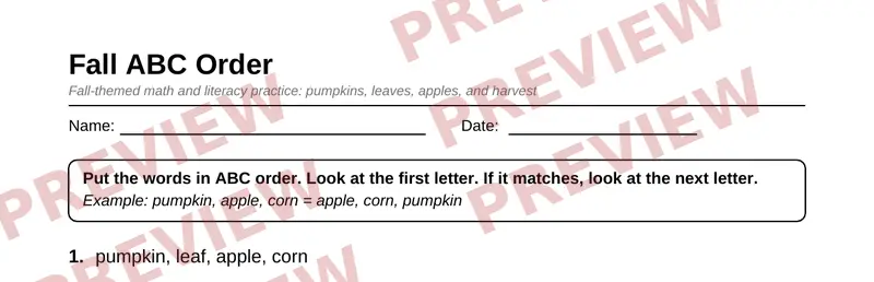 Partial preview of Grade 2 Fall Harvest Activity Pack