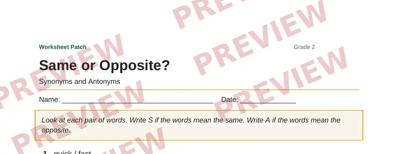 Partial preview of Same or Opposite?