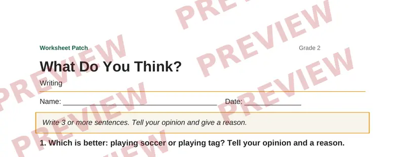Partial preview of What Do You Think?