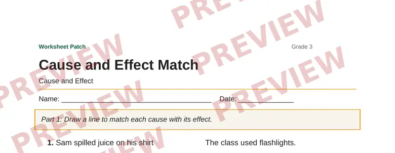 Partial preview of Cause and Effect Match
