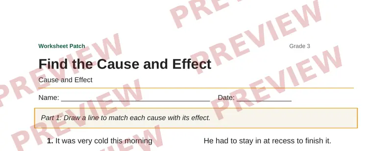 Partial preview of Find the Cause and Effect