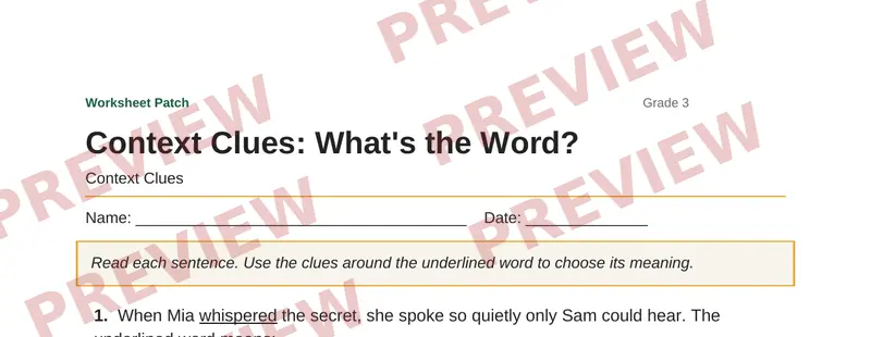 Partial preview of Context Clues: What's the Word?