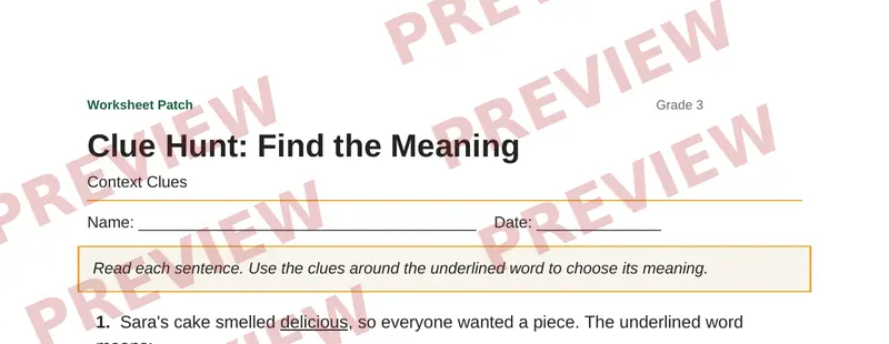 Partial preview of Clue Hunt: Find the Meaning