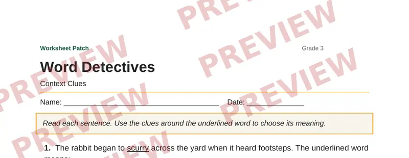 Partial preview of Word Detectives