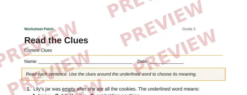 Partial preview of Read the Clues