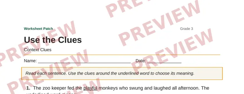Partial preview of Use the Clues