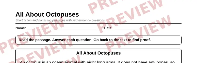 Partial preview of Grade 3 Reading Comprehension Passages Pack