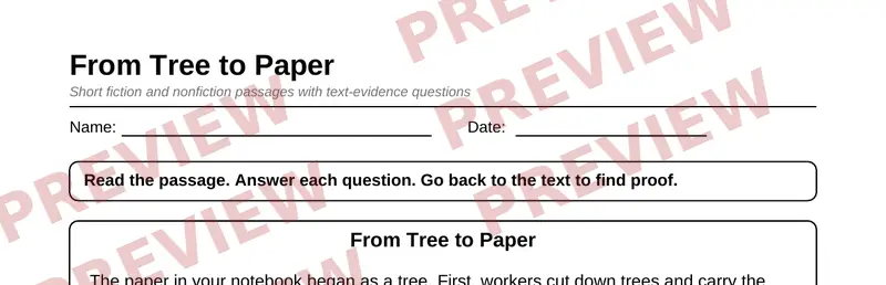 Partial preview of Grade 3 Reading Comprehension Passages Pack
