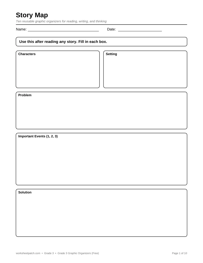 Page 1 preview of Grade 3 Graphic Organizers (Free)