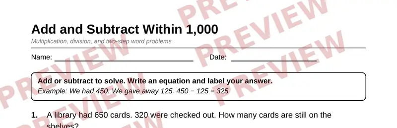 Partial preview of Grade 3 Math Word Problems Pack