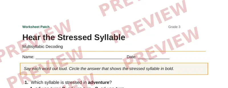 Partial preview of Hear the Stressed Syllable