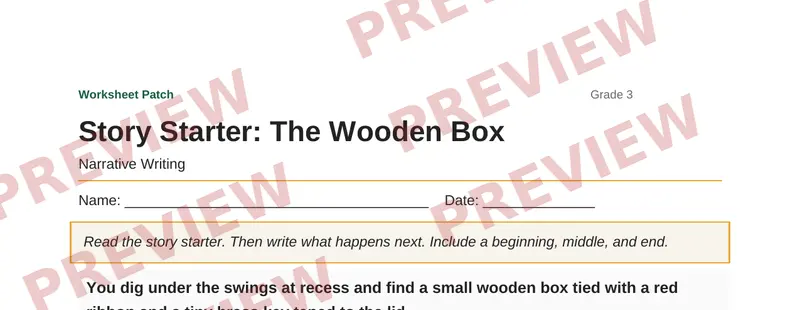 Partial preview of Story Starter: The Wooden Box