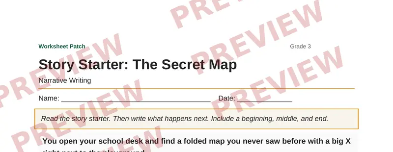 Partial preview of Story Starter: The Secret Map