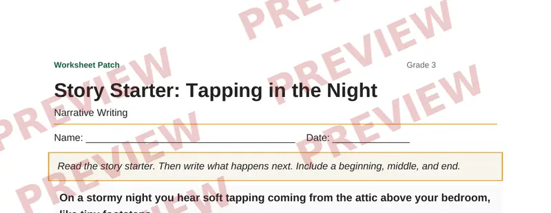 Partial preview of Story Starter: Tapping in the Night