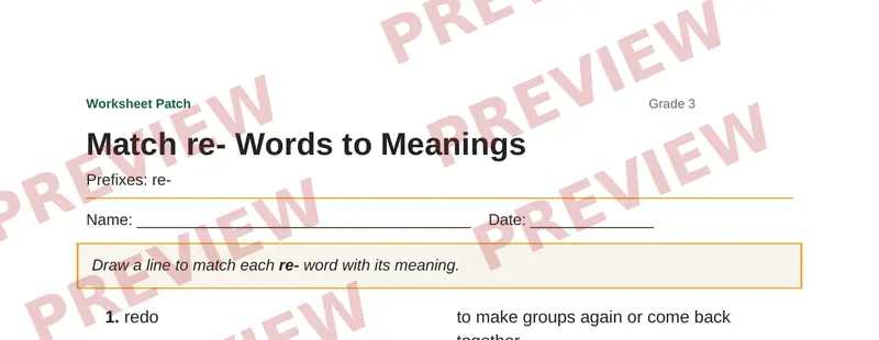 Partial preview of Match re- Words to Meanings