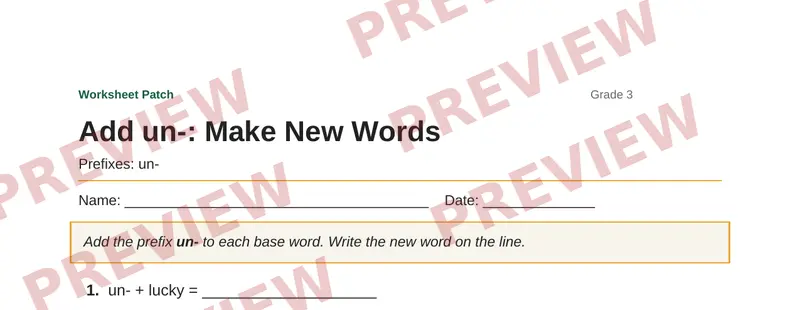 Partial preview of Add un-: Make New Words