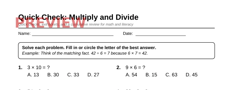First page preview of Grade 3 Review & Test Prep Pack