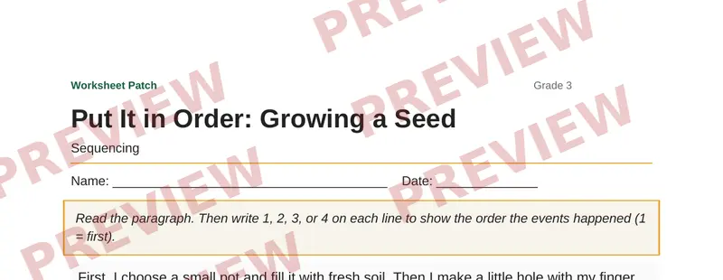 Partial preview of Put It in Order: Growing a Seed